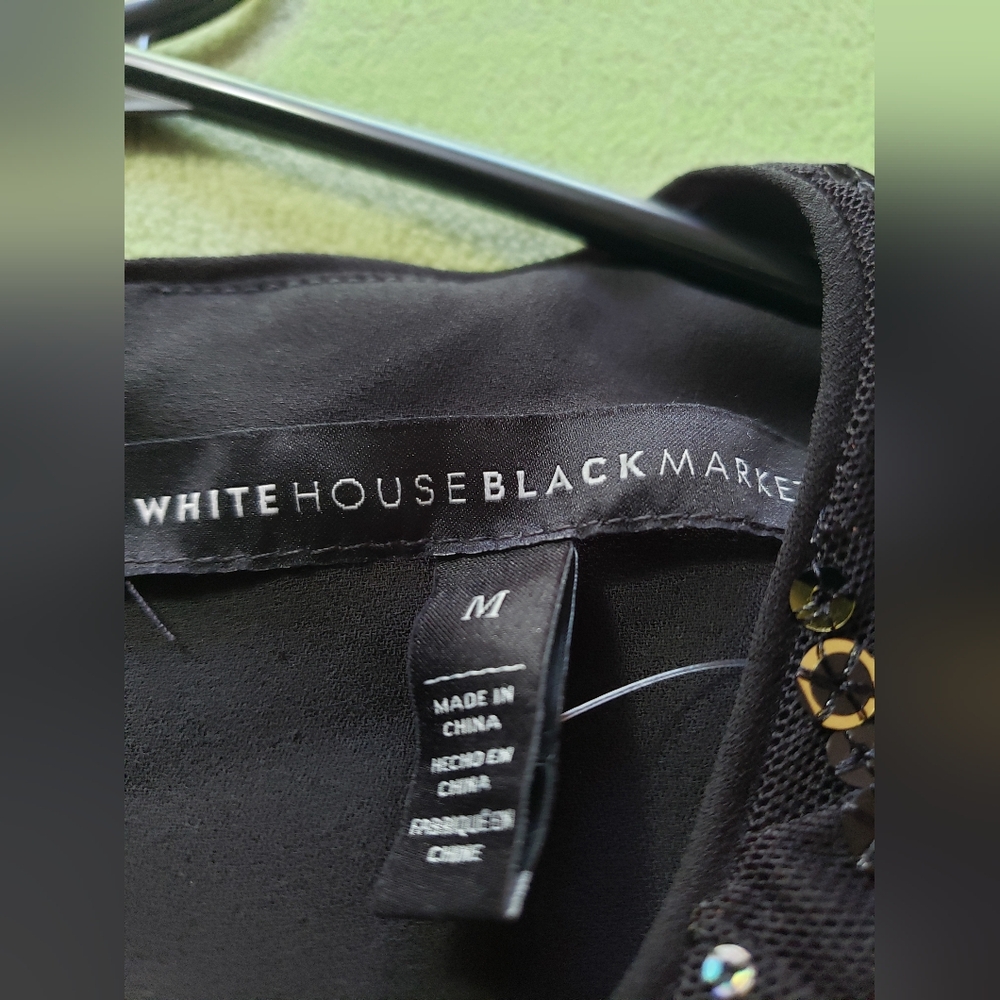 White House Black Market Black Sequin Long-Sleeve Party Dress - Picture 5 of 9